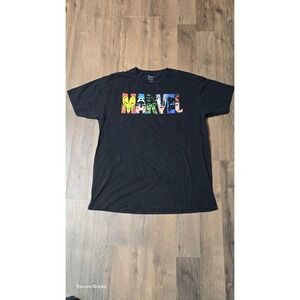 Men's Marvel Shirt Extra Large Black Short Sleeve Marvel Comics Spellout Graphic